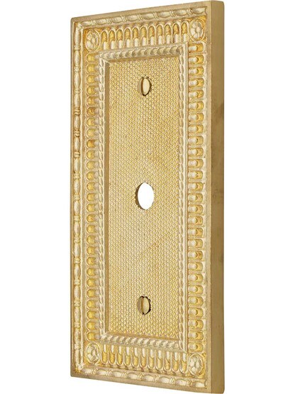 Pisano Single Cable Jack Cover Plate in Unlacquered Brass.